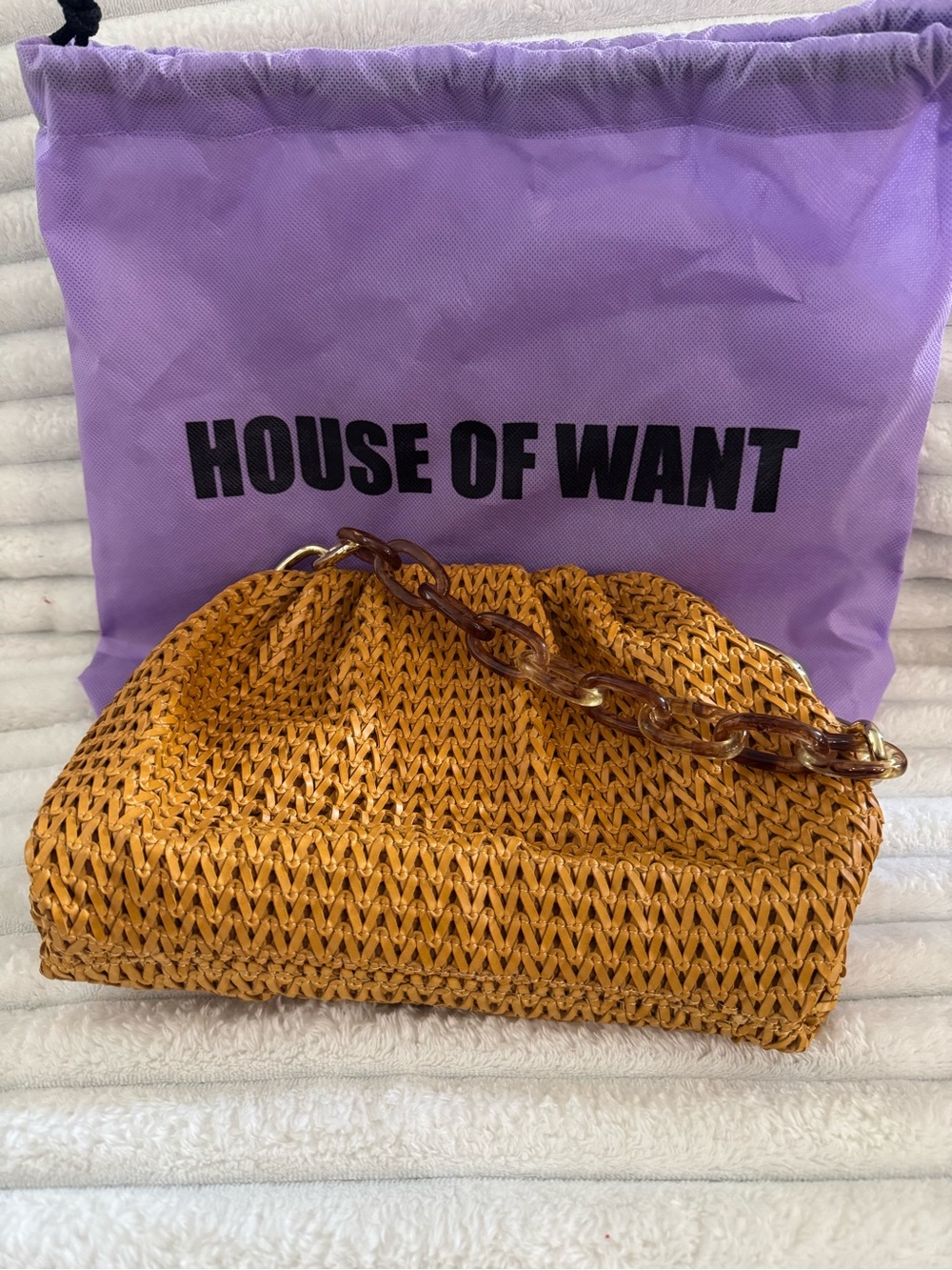 House of Want Woven Dark Tan Bag with Chain Handle - Picture 6 of 6